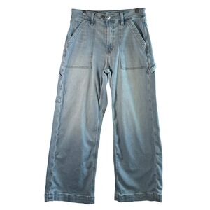 American Eagle Baggy Wide Leg Carpenter Jeans Light Wash Stretch Denim 6S Curvy